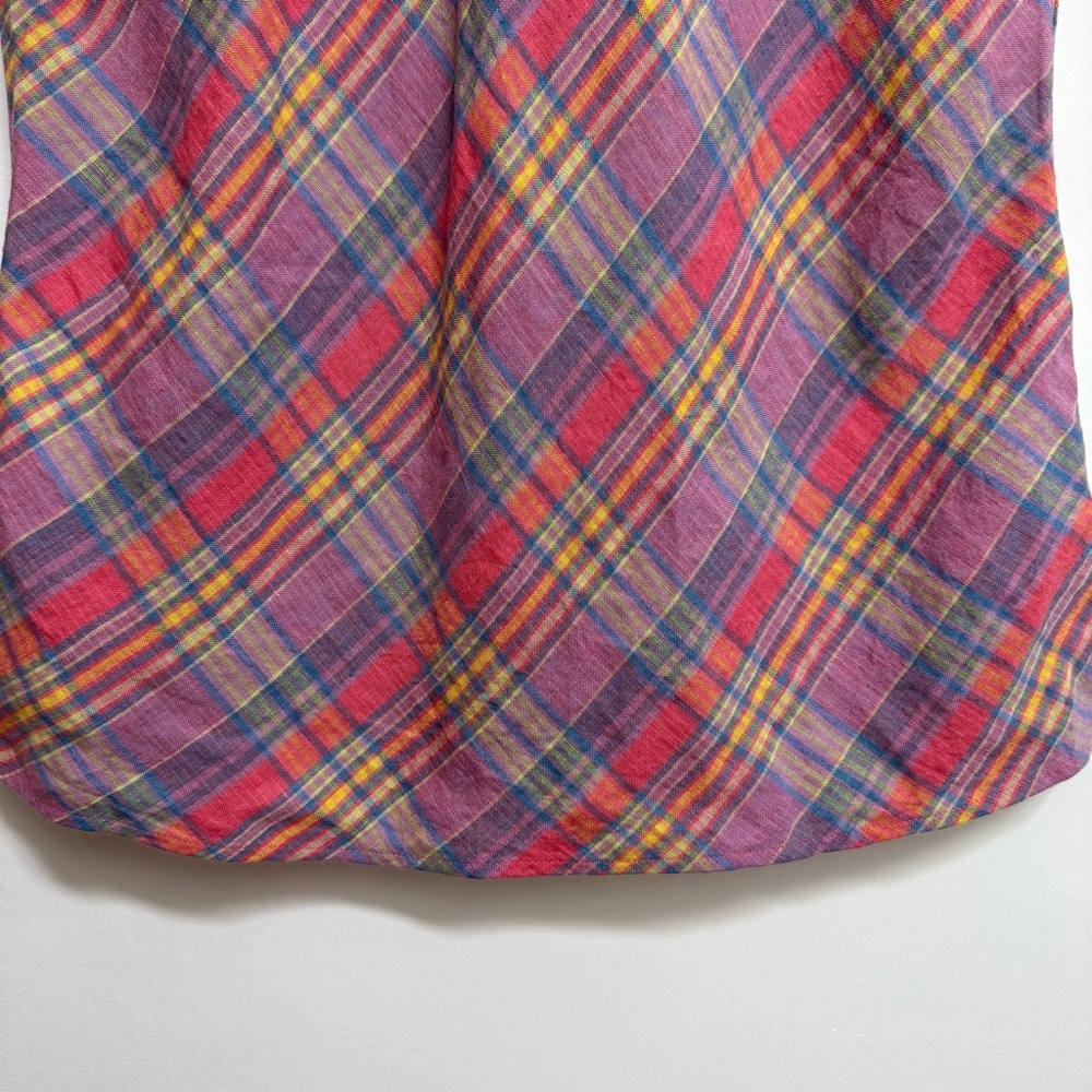 J. Crew Sunset Plaid Amber Linen Top - Picture 5 of 12